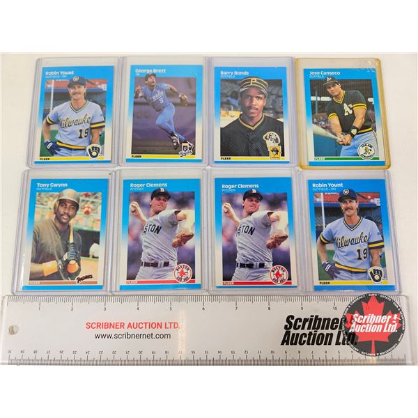 Baseball Cards Variety (8) : Incl. - Barry Bonds - Jose Canseco - Robin Yount - George Brett - Etc! 