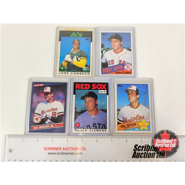 Baseball Cards Variety (5) : - Jose Canseco - Roger Clemens - Cal Ripken Jr.