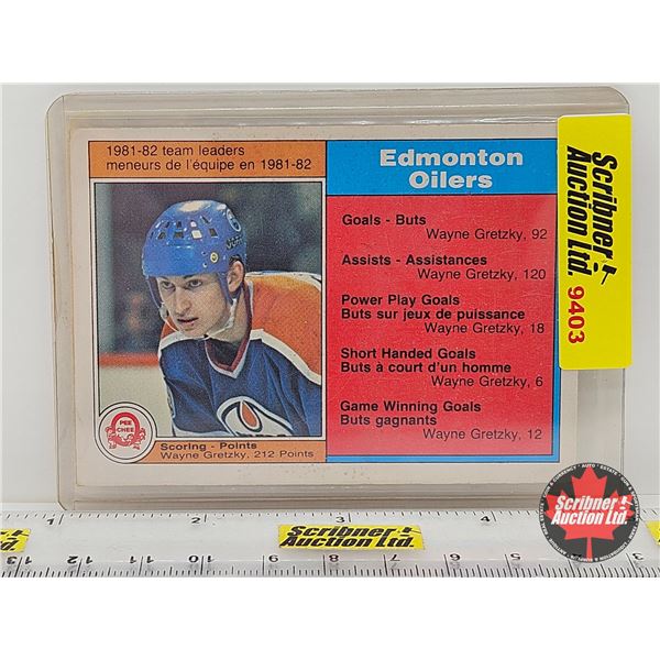 1981-82 O-Pee-Chee Scoring Leaders Wayne Gretzky : Oilers (In Card Sleeve)