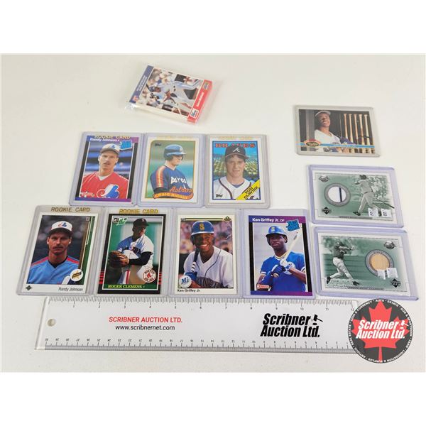 Baseball Cards (10 Card In Sleeves & 1 Pkg) : Incl. - Tom Glavine - Dave Winfield - Craig Biggio - R