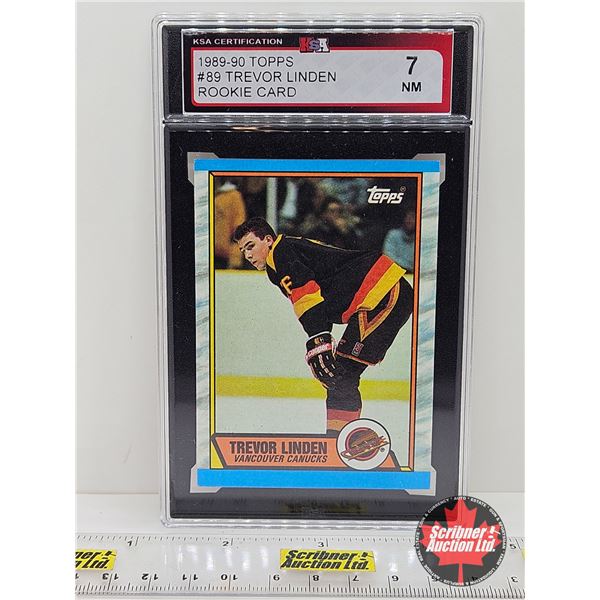 1989-90 Topps #89 Trevor Linden Rookie Card : Canucks (Certified KSA 7 NM)