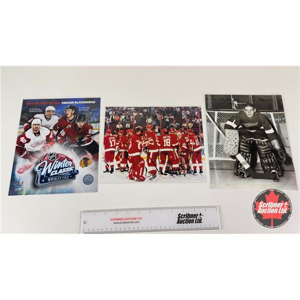 Hockey 8x10 Photos (3) : Red Wings - Terry Sawchuk - Red Wings Team - 2009 Winter Classics Detroit v