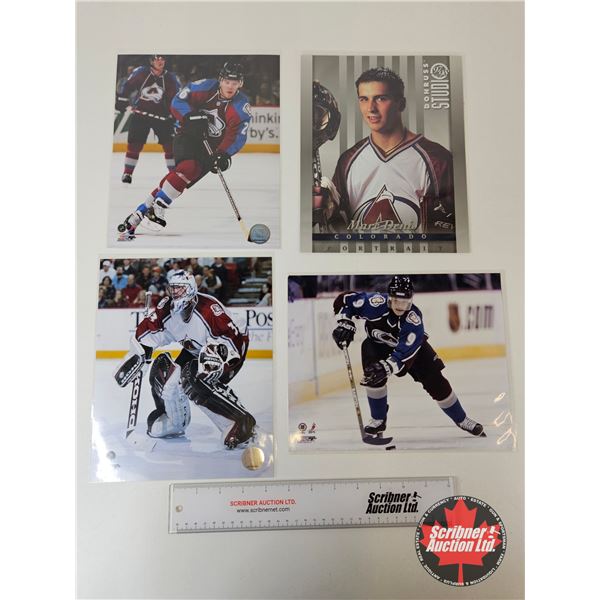 Hockey 8x10 Photos (4) : Colorado Avalanche - Patrick Roy (Certified NHL) - Paul Kariya - Marc Denis