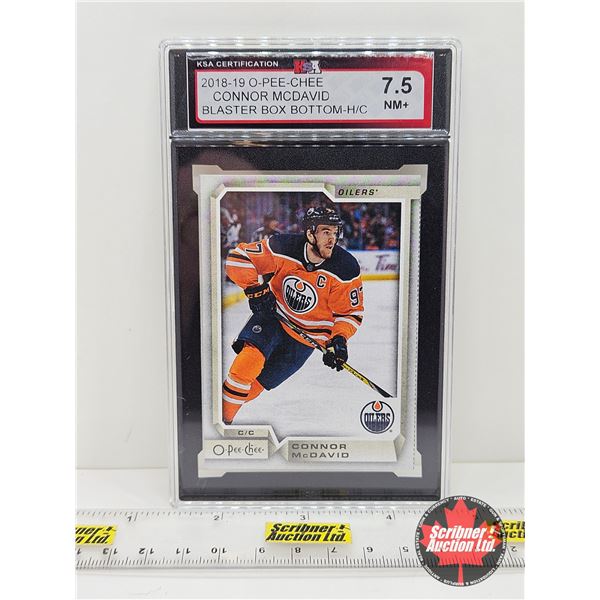 2018-19 O-Pee-Chee Connor McDavid Blaster Box Bottom-HC : Oilers (Certified KSA 7.5 NM+)