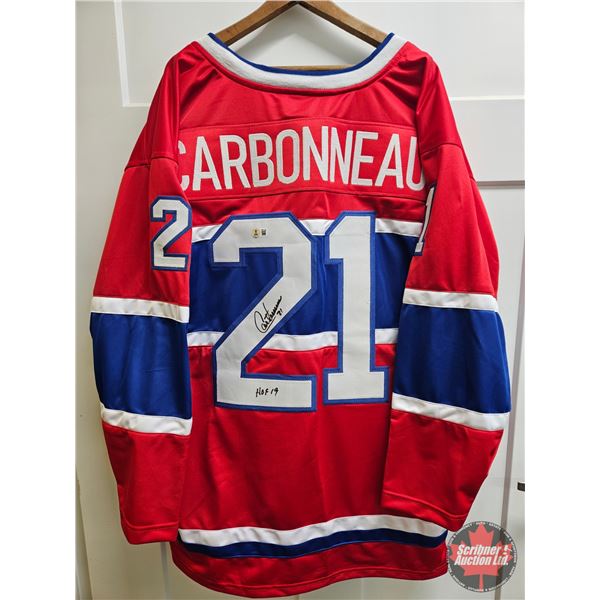 Autographed Hockey Jersey : Guy Carbonneau - Canadiens (Size Unknown) (Certified Beckett)