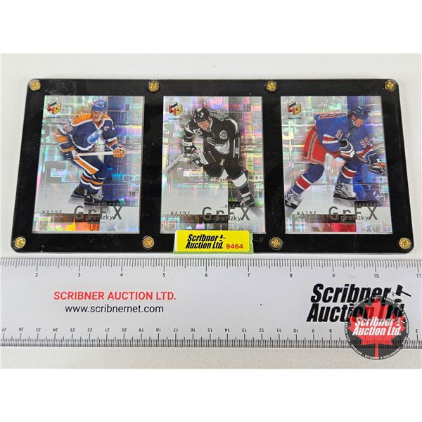 NHL Hockey Cards (3) : Wayne Gretzky - Oilers/Kings/Rangers : in Multi-Card Screwdown Case