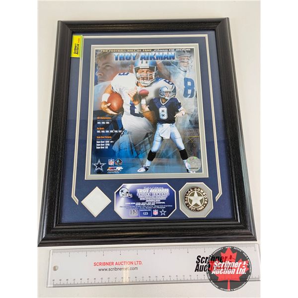 Framed & Matted Photo : TROY AIKMAN : Dallas Cowboys : Quarterback 1989-2000 (COA : The Highland Min