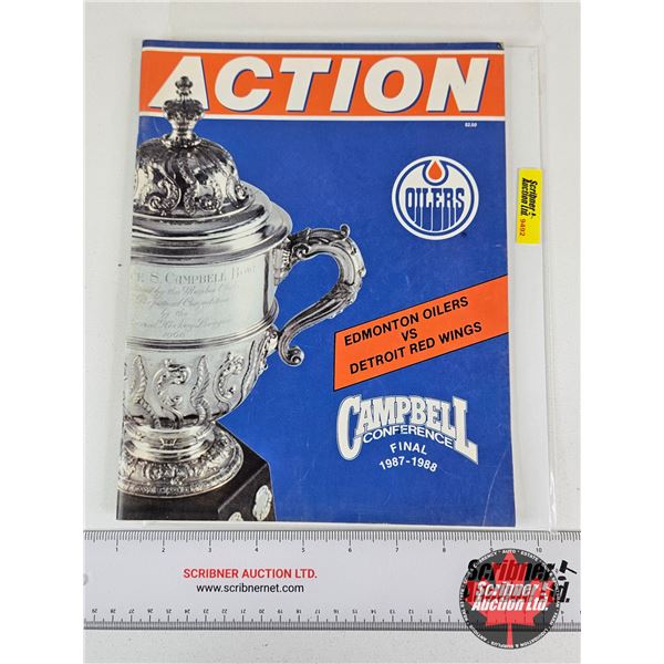 1987-1988 Action Hockey Magazine Program : Edmonton Oilers vs Detroit Red Wings Campbell Conference 