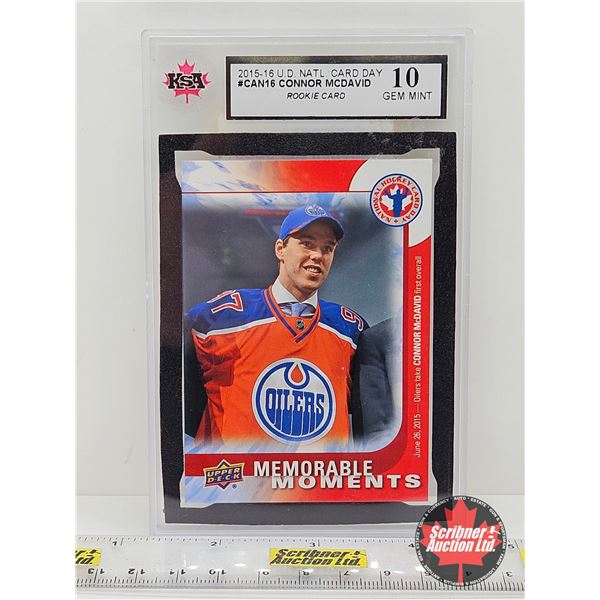 2015-16 UD NATL Card Day #CAN16 Connor McDavid Rookie Card : Oilers (Certified KSA 10 GEM MINT)