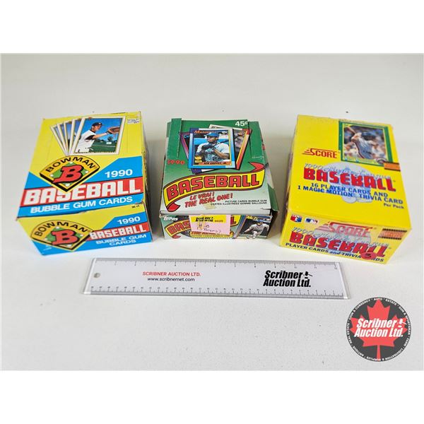 Baseball Cards (3 Display Boxes with Contents / Individual Pkgs Unopened) : - 1990 Topps Picture Car