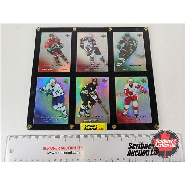 NHL Hockey Cards in Multi-Card Screwdown Case:  - Jarome Iginla - Joe Sakic - Mike Modano - Mats Sun