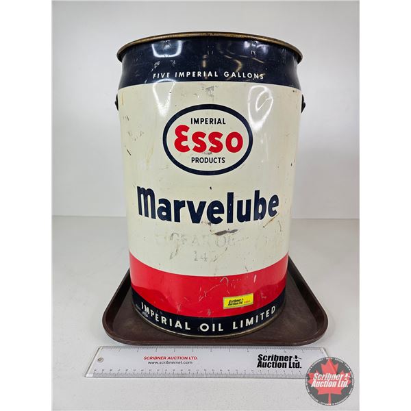 Esso 5 Gallon Oil Pail  (Measures : 16"H x 11"Dia)