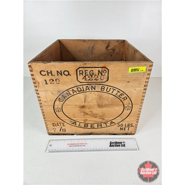 "Canadian Butter Alberta" Wood Crate (Measures : 11-1/2"H x 13-1/4"W x 13-1/2"D)