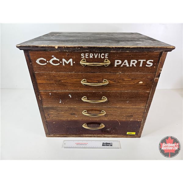 CCM Service Parts 5-Drawer Cabinet (Wood) (Originally From Gibson's Hardware Wainwright) (Measures :