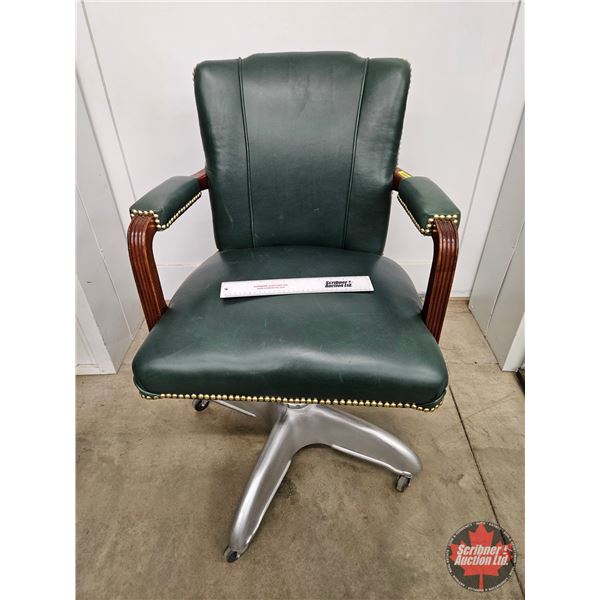 Leather Upholstered Vintage Office Chair (Measures : 35-1/2"H x 26"W x 27"D)