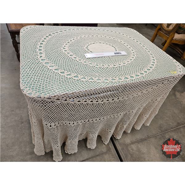 Oval Handmade Crochet Table Cover (Measures : 9' x 7')