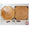 Image 1 : Crokinole Board & Carrom Multi-Game Board (Largest Measures 28-1/2"Hx 28-1/2"W)
