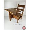 Image 1 : Wooden School Desk (Measures : 27"H x 19"W x 24"D)