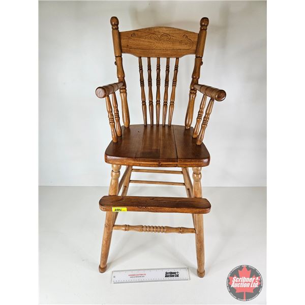 Antique Press Back High Chair (Measures : 36"H x 17"W x 17"D)