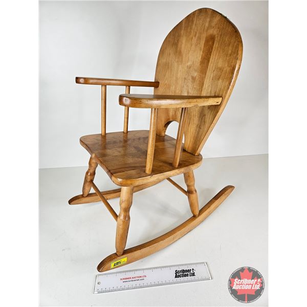 Small Wooden Rocking Chair (Measures: 26"H x 14-1/2"W x 23"D)