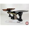 Image 10 : Canada Post Office Scale : Cast Iron Base ; Brass Weight Bar & Curved Copper Postal Tray (Measures :
