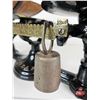 Image 11 : Canada Post Office Scale : Cast Iron Base ; Brass Weight Bar & Curved Copper Postal Tray (Measures :