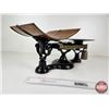 Image 6 : Canada Post Office Scale : Cast Iron Base ; Brass Weight Bar & Curved Copper Postal Tray (Measures :