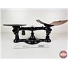 Image 7 : Canada Post Office Scale : Cast Iron Base ; Brass Weight Bar & Curved Copper Postal Tray (Measures :