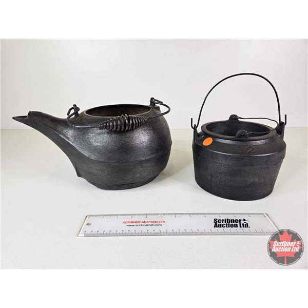 Cast Iron Group: - Carpenter's Double Boiler "Marietta Pa"  - Kettle
