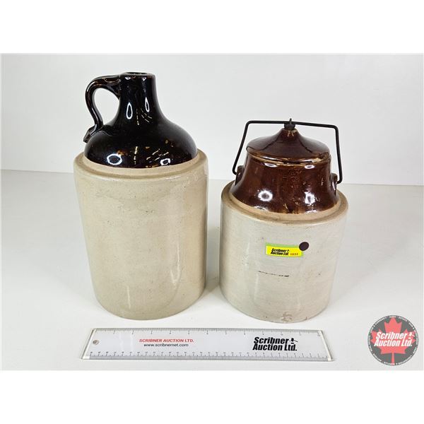 Shoulder Jug & Pickle Crock (Jug Measures : 12-1/2"H)