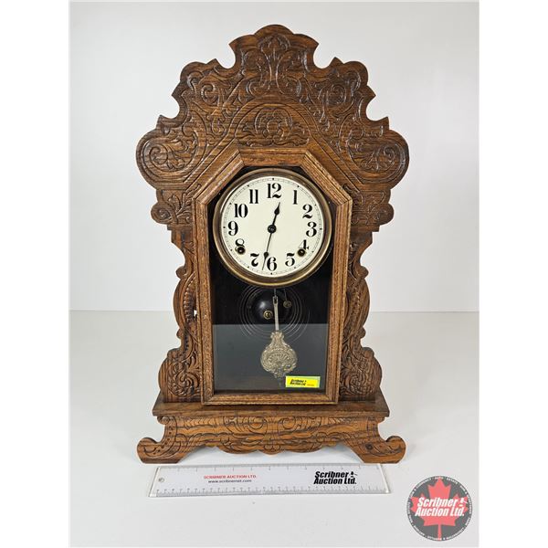 Gingerbread Clock : c/w Key : Works (Measures : 22-1/2"H x 15"W x 4-1/2"D)