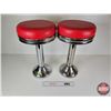 Image 1 : Diner Stools (2) : New Upholstery & New Chrome (Measure : 21"H)