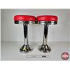 Image 2 : Diner Stools (2) : New Upholstery & New Chrome (Measure : 21"H)