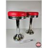 Image 3 : Diner Stools (2) : New Upholstery & New Chrome (Measure : 21"H)