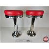 Image 4 : Diner Stools (2) : New Upholstery & New Chrome (Measure : 21"H)