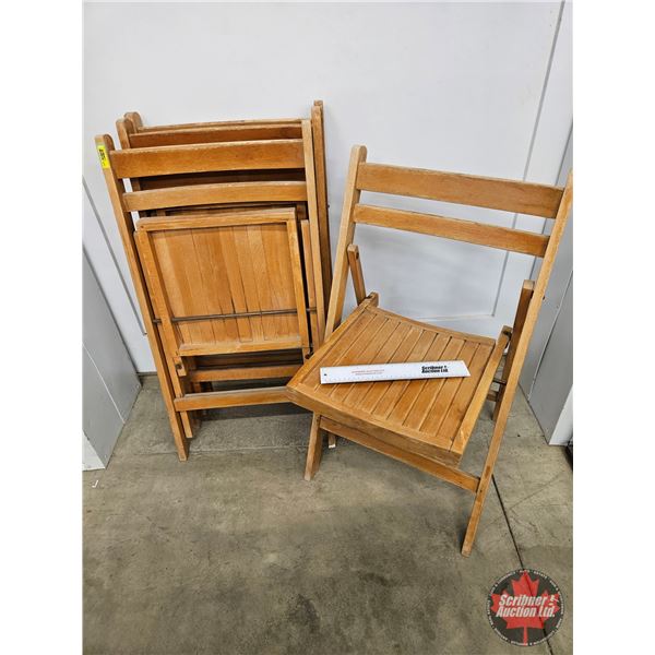 Wooden Folding Chairs (4) (Measures : 35"H)
