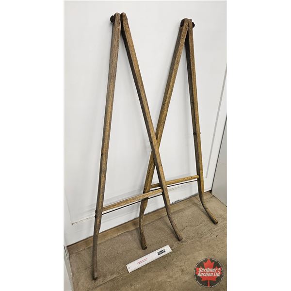 Wooden Plough Handles (2 Sets)  (Measure : 55-1/2"L)