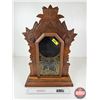 Image 1 : Gingerbread Clock Wooden Case w/Design Glass Door & Ringer Coil (Measures : 22"H x 15"W x 4-1/2"D)