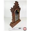 Image 6 : Gingerbread Clock Wooden Case w/Design Glass Door & Ringer Coil (Measures : 22"H x 15"W x 4-1/2"D)
