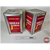 Image 1 : Hills Bros. Coffee Tins (2) (Each Measures : 13-3/4"H x 9-1/4"W x 9-1/4"D)
