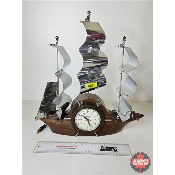 Vintage Ship Clock : Made by Gibraltar Mfg. (Tested Not Working) (Measures : 17"H)