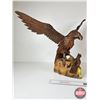 Image 1 : Wood Carved Eagle Statue (Note : Wings Removable for Shipping) (Measures : 2-1/4"H x 29-1/4"W x 10"D