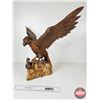 Image 3 : Wood Carved Eagle Statue (Note : Wings Removable for Shipping) (Measures : 2-1/4"H x 29-1/4"W x 10"D