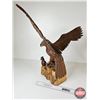 Image 4 : Wood Carved Eagle Statue (Note : Wings Removable for Shipping) (Measures : 2-1/4"H x 29-1/4"W x 10"D
