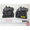 Image 1 : Cast Iron Bookends : Horse Grazing Motif  Stamped : NPF 902