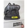 Image 3 : Cast Iron Bookends : Horse Grazing Motif  Stamped : NPF 902