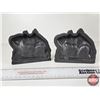 Image 4 : Cast Iron Bookends : Horse Grazing Motif  Stamped : NPF 902