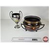 Image 1 : Group: - Silver Plated Trophy Cup : "Richmond Poultry Best Display" (10"H) - Brass & Copper Jardinie