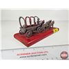 Image 10 : Cast Lead Covered Wagon w/4 Horse Team on Wooden Platform (Horse Team and Wagon Measures : 8"L)