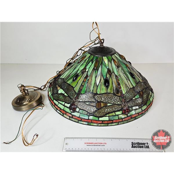 Stain Glass Hanging Lamp Shade : Dragonfly Motif (Measures : 20"Dia)